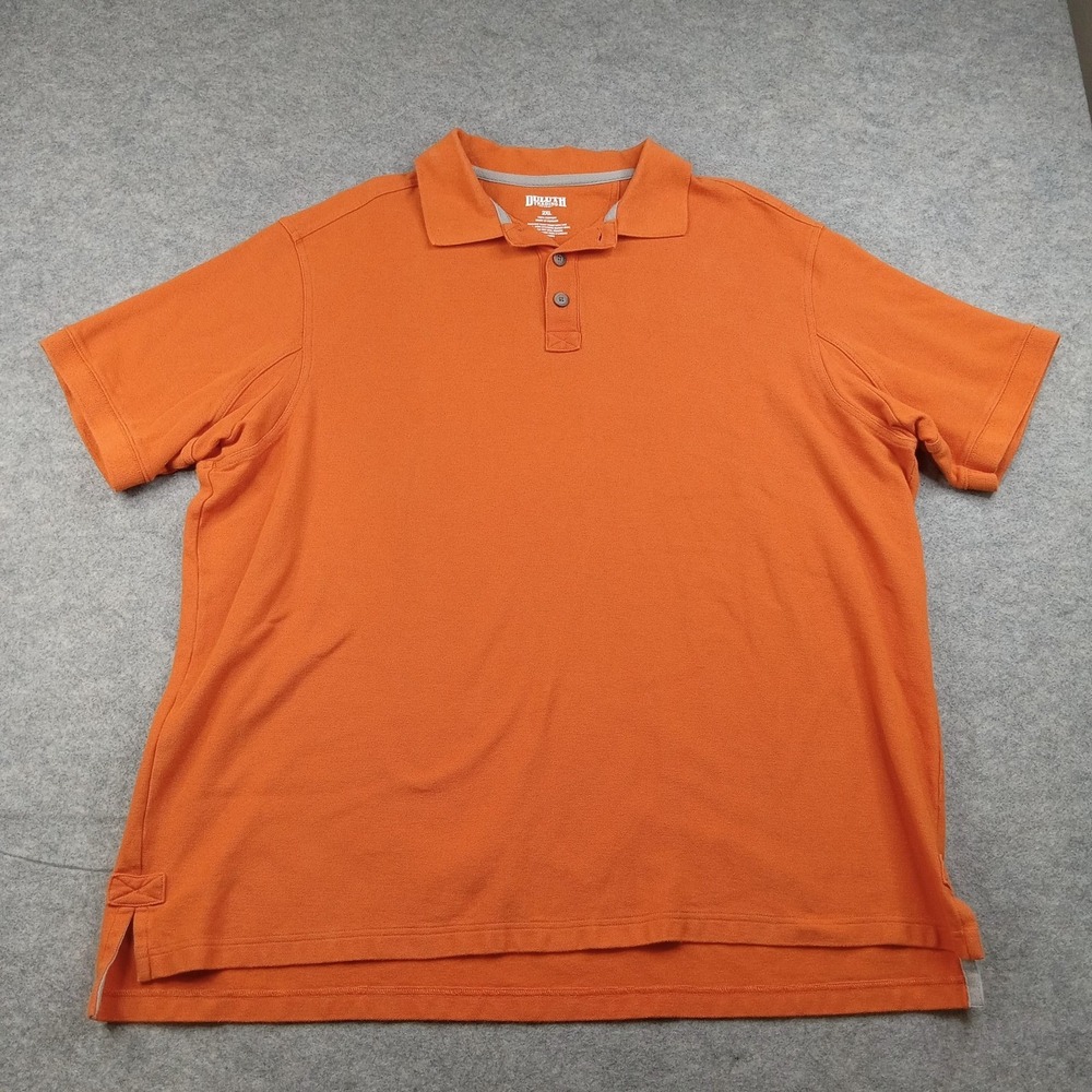 Duluth Trading Polo Shirt Mens‎ 2XL Orange Solid 100% Cotton Casual Top